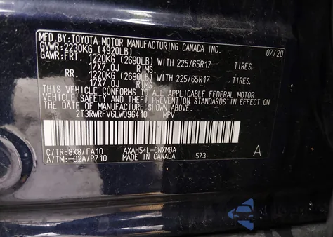 2020 Toyota Rav4 Hybrid Xle из США, поврежденный, VIN 2T3RWRFV6LW096410